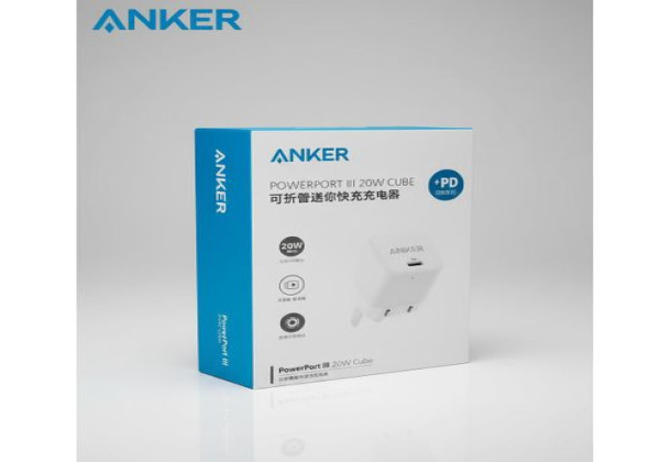 Anker A2149 PowerPort III 20W Cube Charger USB-C PD Charger, 20W Fast Charging, White
