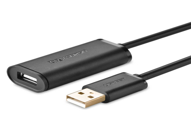 Ugreen cable active USB-A (male) - USB-A (female) USB 2.0 480Mbps extension cable 15m black (US121)