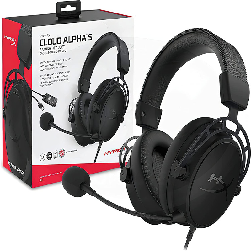 HyperX - Cloud Alpha S Wired 7.1 Surround Sound Gaming Headset for PC with Chat Mixer and Adjustable Bass