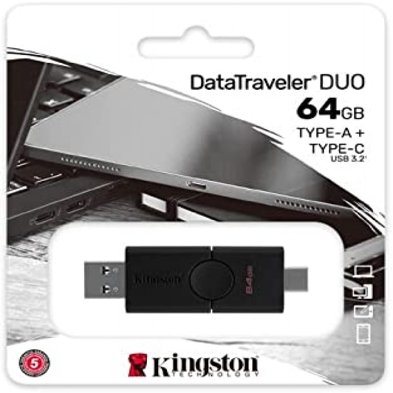 Kingston DTDUO3G2/64GB USB Flash Drive for Tablets and Smartphones - 64 GB