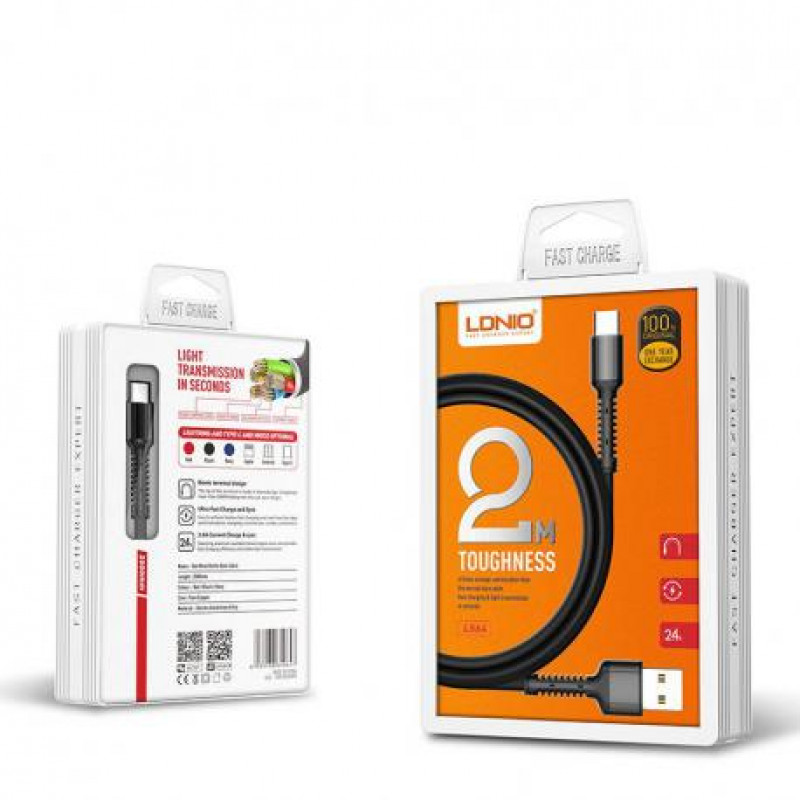 LDNIO LS64 2m 2.4A Fast Charge USB Cable – Type-C cable