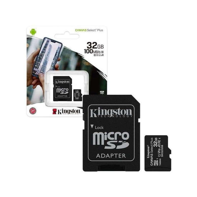 Kingston 32GB MicroSD Class 10 Canvas Select Plus Card with SD Adaptor - SDCS2/32GB