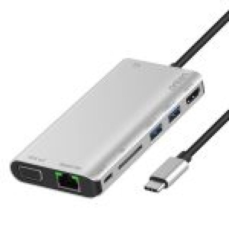 ONTEN Type-c 8in1 Multifunctional Adapter Type C to USB 3.0 Ports + HDMI + VGA + Gigabit Lan + SD card slot + PD power
