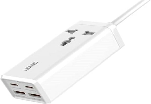 LDNIO Power strip with 1 AC socket, 2x USB, 2x USB-C SC1418, 2500W (white)