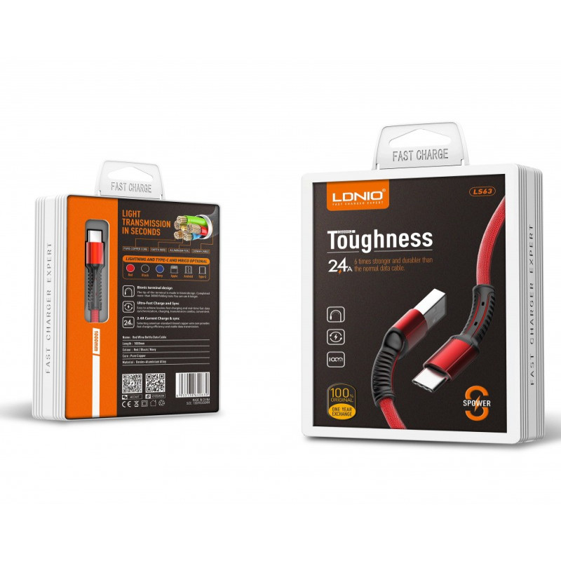 LDNIO TOUGHNESS TYPE-C / LIGHTING CHARGING CABLE