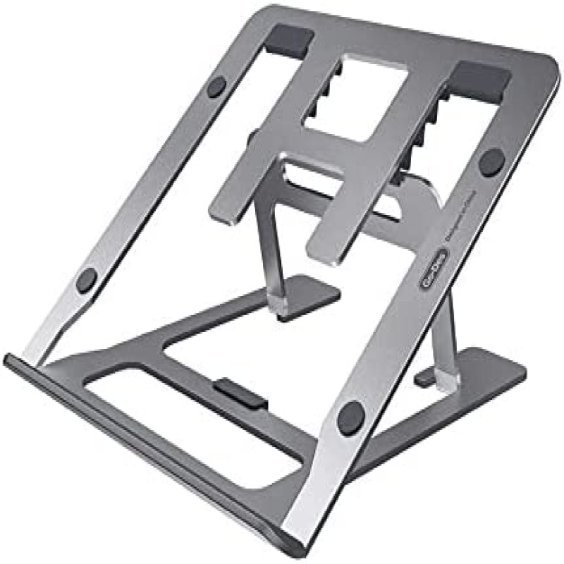 Go-Des stand Aluminum Alloy Collapsible Laptop Holder 6 Levels 15 Degrees to 40 Degrees Adjustable, Heat Dissipation, Silicon Protection and ARC Protection with Boutique Bag to Hold Any Where Easily.