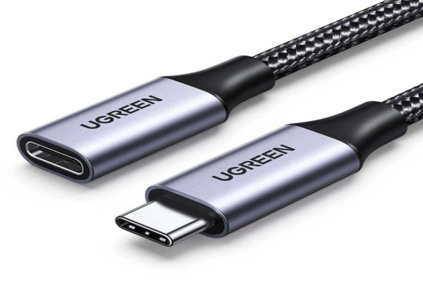 UGREEN USB-C Male to USB-C Female Gen 30205  Alu Case Braided Extension Cable 1m (Dark gray)