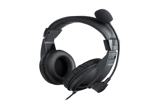 Rapoo H150 Stereo Wired Over Ear Headphones with Microphone Noise-Reduction, USB, Pc/Mac/Laptop/Chrome OS - Black