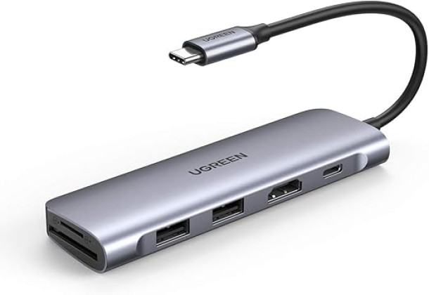 UGREEN USB  70411 C Hub 6 in 1 Dongle to HDMI 4K 2 USB 3.0 Ports SD TF Card Reader 100W PD Charging Adapter Dock Station for Ma