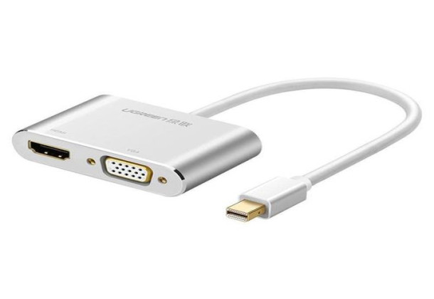 Ugreen 20421 MD115 Mini DisplayPort To HDMI+VGA Converter -Silver 6957303824212