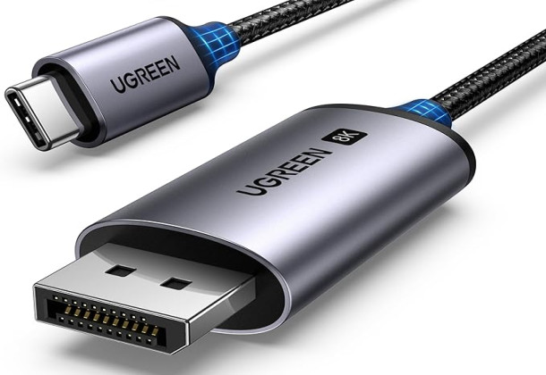 UGREEN 25158 USB C to DisplayPort 1.4 Cable 8K@60Hz 4K@240Hz Thunderbolt 4/3 to DisplayPort Cord USB C to DP 1.4 32.4 Gbps Alu Braided Compatible with MacBook Pro/Air, iPad, Mac Mini, Galaxy, XPS 15, 6.6FT