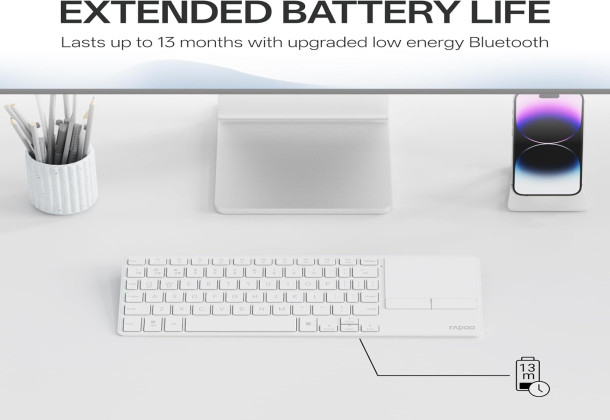 Rapoo E900T Portable Wireless Keyboard with Touchpad, white 13223