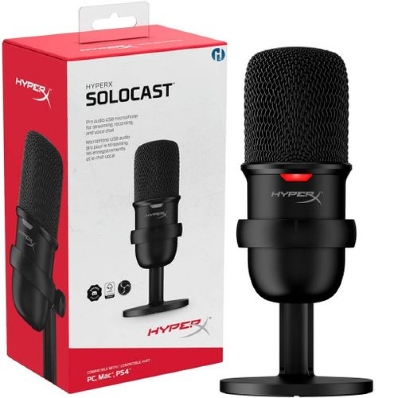 HyperX SoloCast – USB Condenser Gaming Microphone, for PC, PS4, and Mac, Tap-to-Mute Sensor, Cardioid Polar Pattern, Gaming, Streaming, Podcasts, Twitch, YouTube, Discord, Black